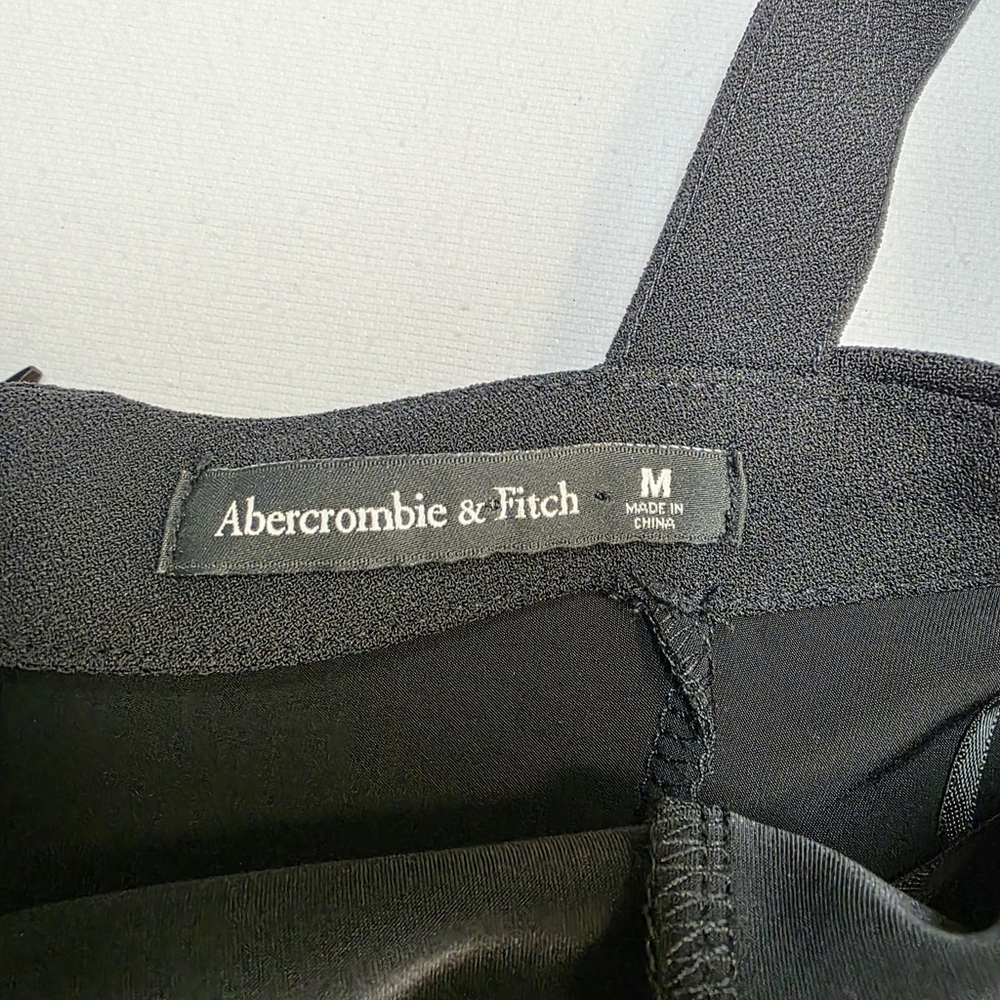 Quiet Luxury Abercrombie Fitch Black Midi Dress Women’s M Sweetheart Neck Slit - Picture 8 of 13